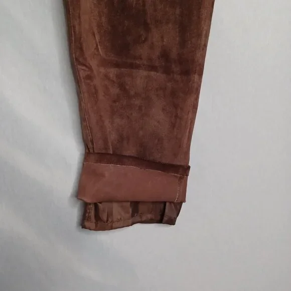 Margaret Godfrey Leather Pants Womens 14 Brown Straight Leg Lined Biker Rocker - Picture 8 of 11
